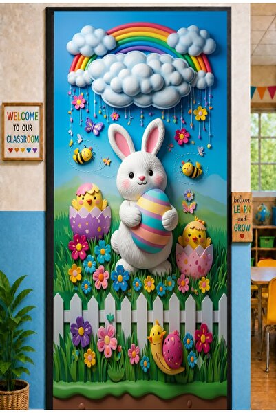 PROMISEBACKDROP2 زينة باب مرنة مقاس 190x75 سم، زينة باب من القماش، بتصميم أرن...