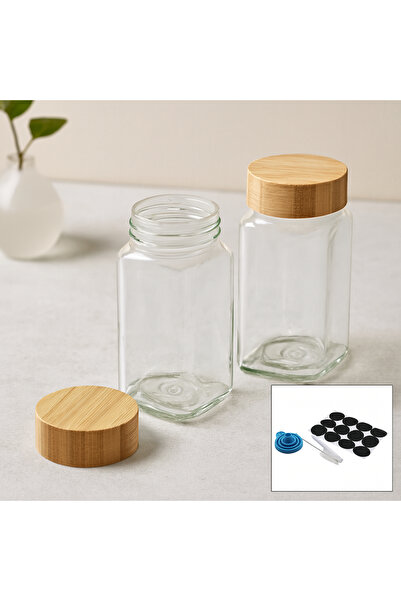 magicool Set of 12 Square Glass Spice and Salt Shakers - with Bamboo Lids