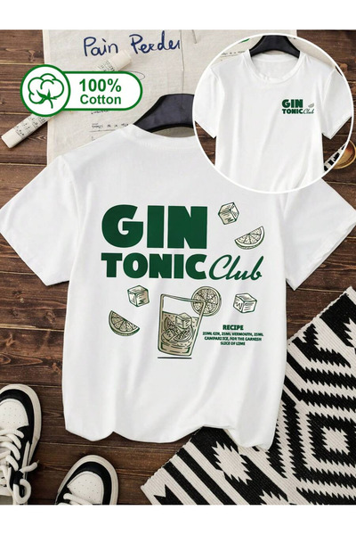 Grafftee Clothing Gin Tonic Printed Unisex Oversize T-Shirt