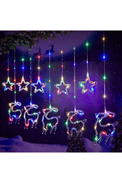 YBOSHOP Instalație de Crăciun tip perdea LED RGB, 3 m, 8 jocuri, interconecta...