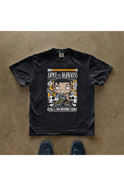 Grafftee Clothing Μπλουζάκι Unisex Oversize με στάμπα Army of Darkness Ash