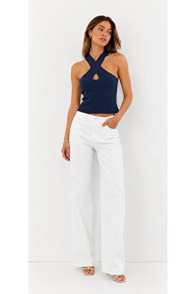 onno style women Sleeveless Strappy Cross-Neck Tricot Women's Bluz