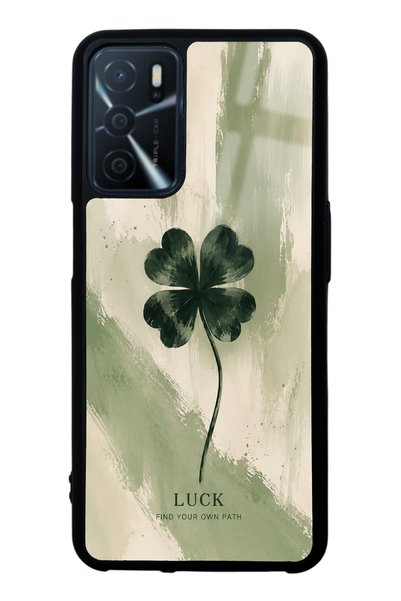 Spoyi Oppo A16 Glossy Phone Case with Lucky Sage Clover Design