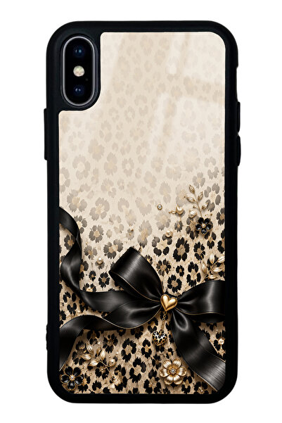 Spoyi iPhone Xs Max Golden Leopard Bow Tasarımlı Glossy Telefon Kılıfı