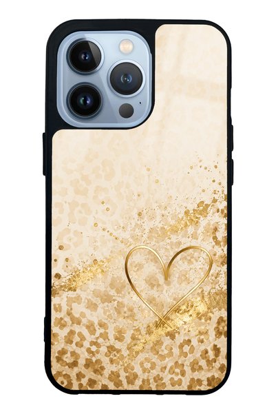 Spoyi iPhone 13 Pro Golden Heart Glow Design Glossy Phone Case
