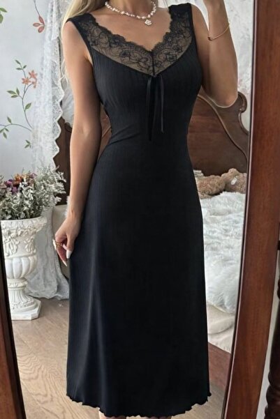 Livizmir Moda قميص نوم نسائي طويل وسميك من القماش القطني مع ياقة دانتيل وحزام