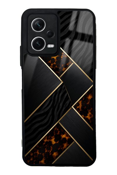 Spoyi حافظة هاتف Xiaomi Redmi Note 12 5G باللون الأسود اللامع بتصميم فسيفسائي