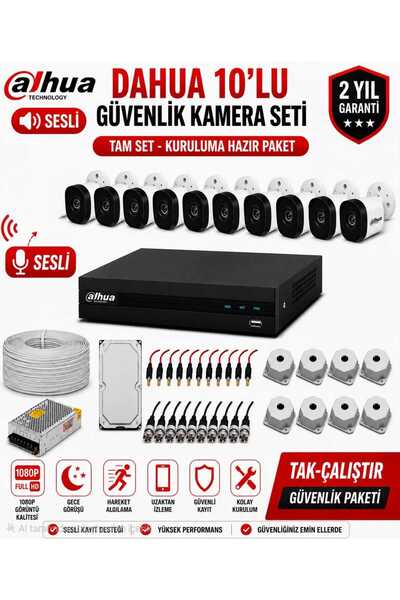 DAHUA 10'Lu Sesli Güvenlik Kamera Seti - 4 TB HDD - 28 Gün kayıt