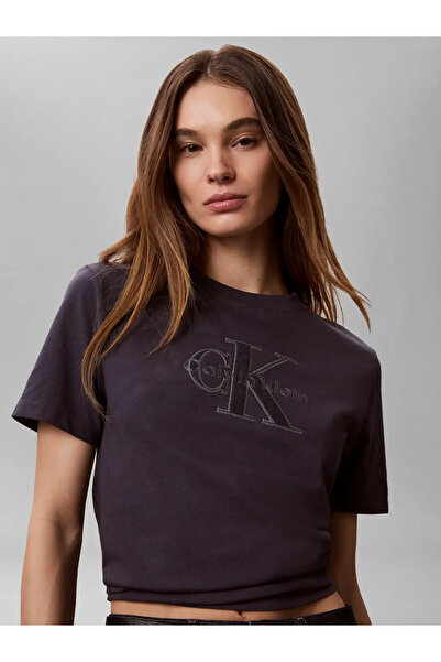 Calvin Klein SS BABY TERRY HERO M, 4XN Kadın Gri T-Shirt & Polo