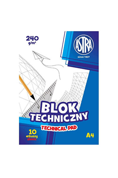 Astra Bloc tehnic A4 240g/m, 10 coli, set 10 buc multicolor