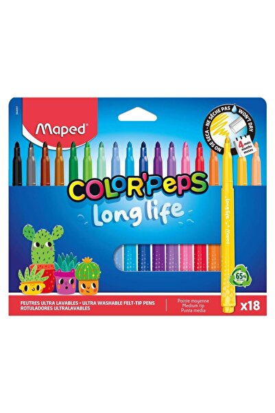 Maped Carioci Long Life set 18 culori lavabile triunghiular, multicolor