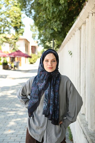 ENRİCO FERRİ Petra Mosaic Ethnic Pattern Shawl - Black Blue