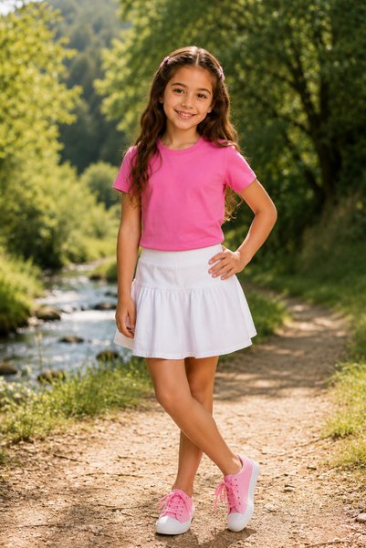 KİAGU Pink Short Sleeve Basic T-Shirt - Non-Sweating Flexible Fabric Cotton Seasonal Pink Short Sleeve Girls' Tshirt