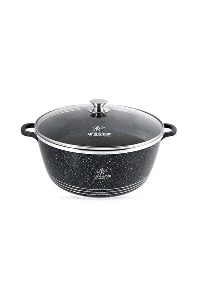 Lifesmile Life Smile 36 cm Oven-Safe Granite Coating Cooking Pot with Glass L...
