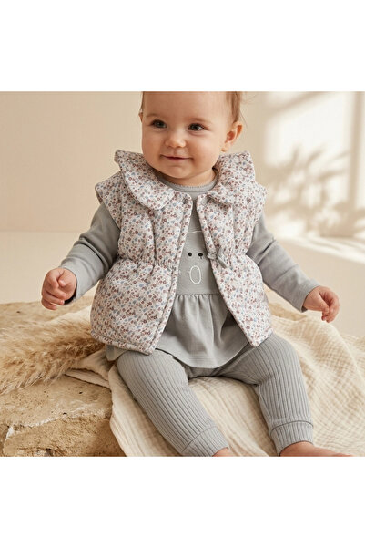 air baby Mia Baby Girl Pink Floral Puffy Vest Triple Combination Set - Cotton...