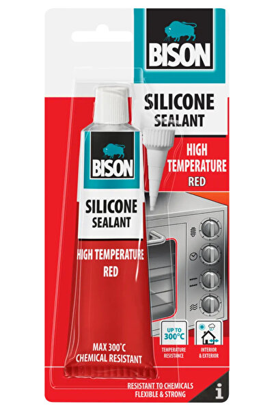 Bison High Temp Silicone Sealant 60ml Red, Heat Resistant up to 300°C for Gas...
