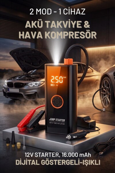 Buffer ® Akü Takviye Cihazı ve Lastik Şişirme Pompası – Powerbank Özellikli, ...