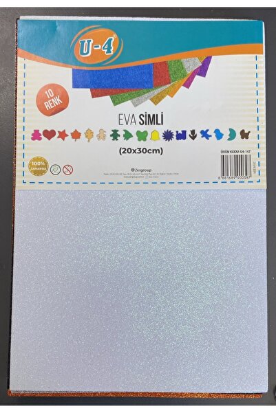 U-4 Eva Simli Köpük Kağıt 10 Renk 20x30cm Glitter Foam Sheet El İşi Okul Proj...