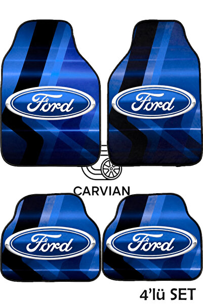 Carvian Ford Desenli 4'lü Universal Oto Halı Paspas Seti Kaymaz Araç Paspası