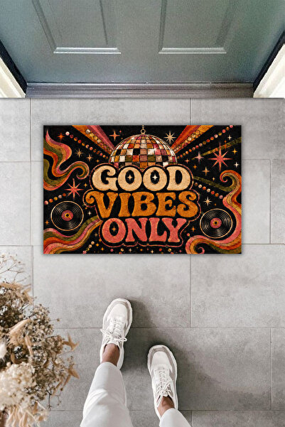Dormot Home Good Vibes Only Disco Ball and Record Pattern 70S Retro Digital P...