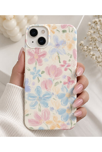 OVADA İphone 13/14/15 Uyumlu Çiçek Desenli İçi Kadife Silikon Soft Telefon Kı...