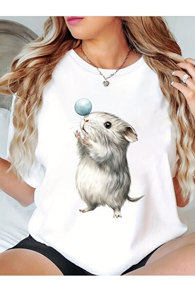 Ekim11 Women'S Guinea Pig Graphic T-Shirt, Short Sleeve Crew Neck, Lightweigh...