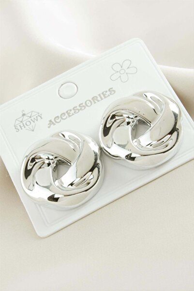 ZERO LAND Spt-Gld Twisted Metal Earrings - (81213) Silver Color