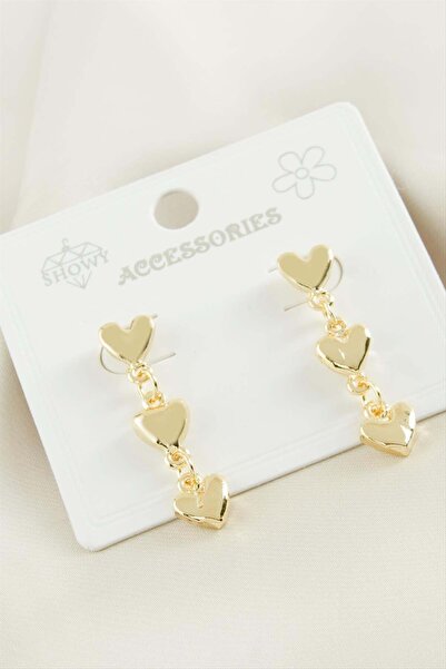 ZERO LAND Spt-Gld Heart Tr (80722) Metal Earrings-Yellow