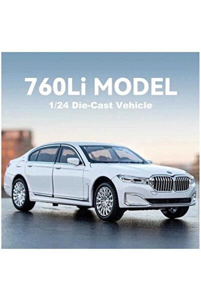 Aksoy Toys BMW 7 Serisi Diecast Beyaz Metal Model Araba 1:24 Ölçek Işıksız