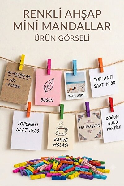 RENKLİ MANDAL NOT KAĞIDI TUTUCU 100 LÜ