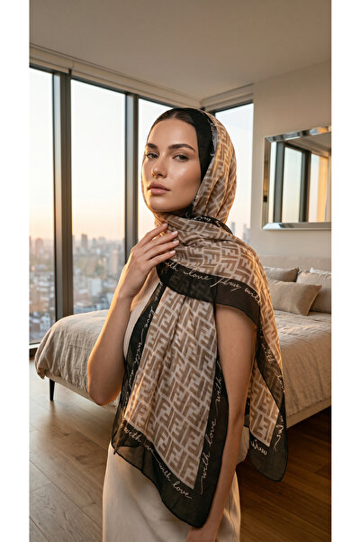 diorel Beige Black Monogram Patterned Silk Wool Blend Shawl Scarf with "With ...
