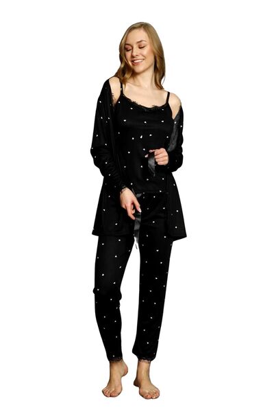 Generic Brand Lace Detailed Pegasus Women's Pajamas Set with Dressing Gown - ...