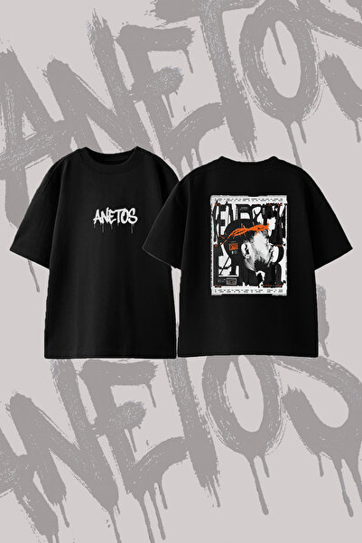 Anetos Kendrick Lamar Crown_2 Design Back Printed Cotton Black Oversize T-Shirt