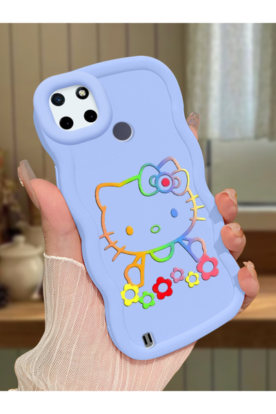 Hontinga Realme C25Y Compatible Case Camera Protector Blue Silicone Couple Ph...