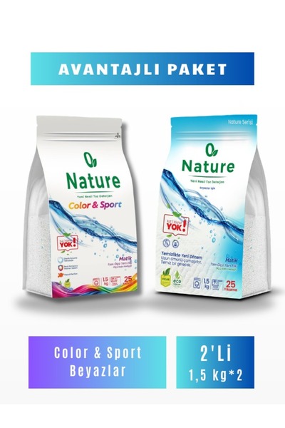 Nature İkili Avantaj Paketi Beyazlar + Color & Sport 2 x 1,5 kg(50 Yıkama)
