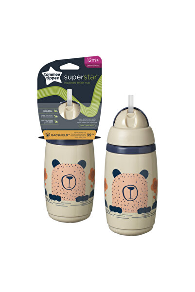 tommee tippee Superstar Superstar Pahar cu pai - 266 ml - steag