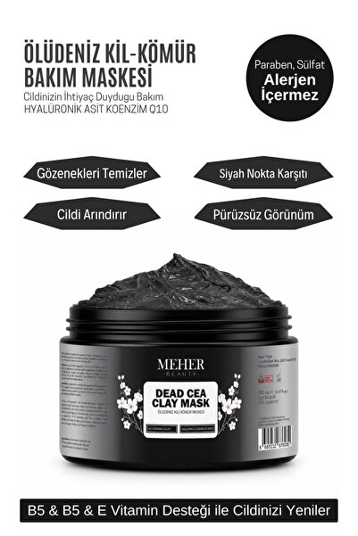MEHER BEAUTY Ölü Deniz Kil Maskesi Kolajen Siyah Nokta Karşıtı Ölü Deriden Ar...