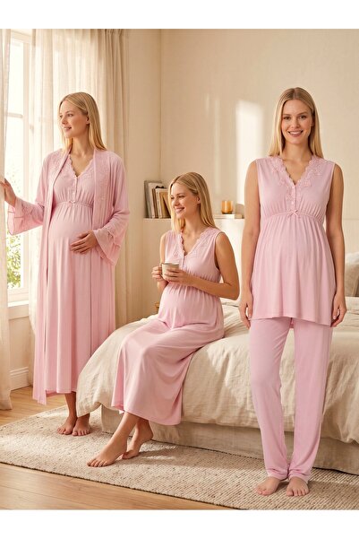 Lohusa Homewear طقم بيجامة نوم للحوامل من القطن بنسبة 100% بتصميم جديد مزين ب...