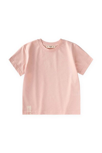 Cigit Label Detailed T-Shirt 2-10 Years Powder Pink
