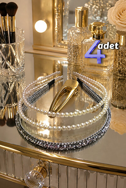 A8 Kurumsal Hizmetler 2'li İnci ve Kristal Taşlı Taç + Altın Renk Metal Pens ...