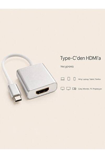 MVLH Type-C to HDMI Dönüştürücü Adaptör USB-C Erkek HDMI Dişi Görüntü Aktarma...