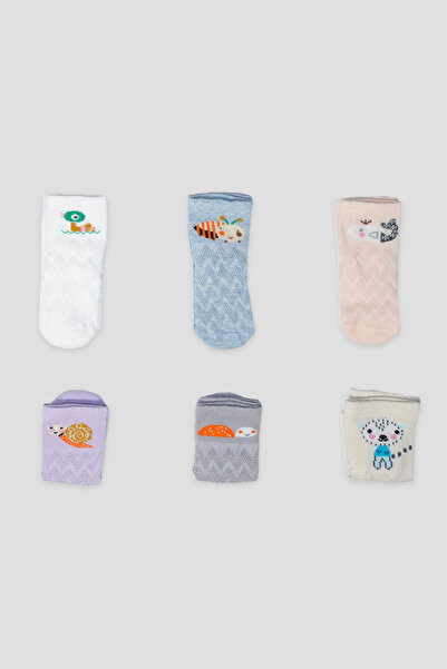 Defne Baby Newborn Baby Girl Mixed Patterned Premium Cotton Booties Socks Set