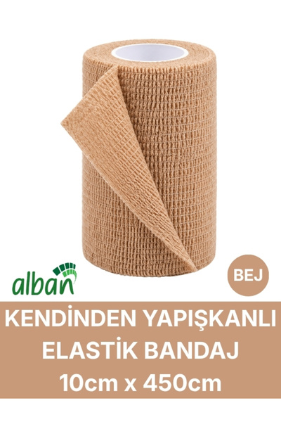 Alban 10cm Kendinden Yapışkanlı Elastik Bandaj, Kohesiv Bandaj 5cm x 4.5m – S...