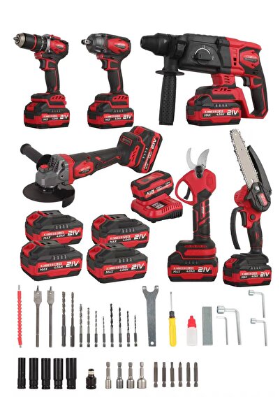 KİMMEER PLUS PRO 21V 6'lı Set Kırıcı/Delici Hilti, Taşlama, Somun Sıkma, Matk...