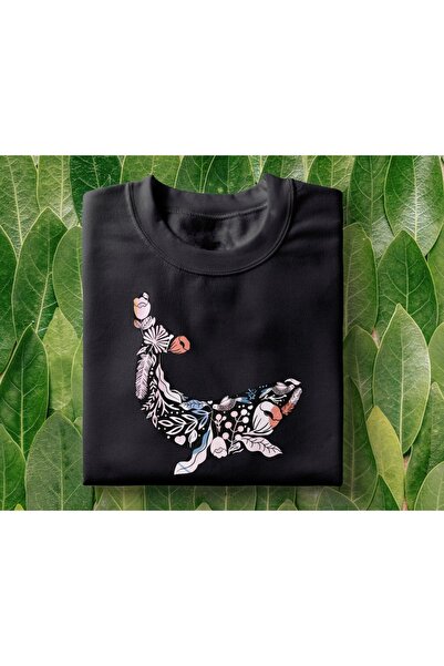 Grafftee Clothing Унисекс овърсайз тениска с флорален принт на кит