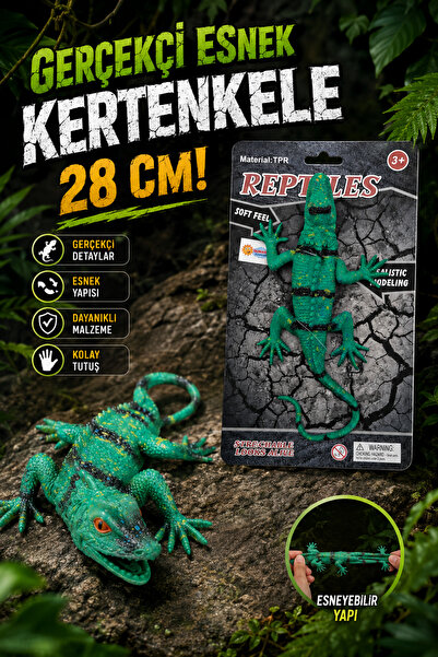 craftivio Gerçekçi Esnek Kertenkele Figürü 28 cm Uzayan Yumuşak Dokulu Sürüng...