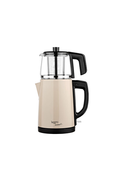 Leggno Gourmet Pro Cam Demlikli Çay Makinesi Krem
