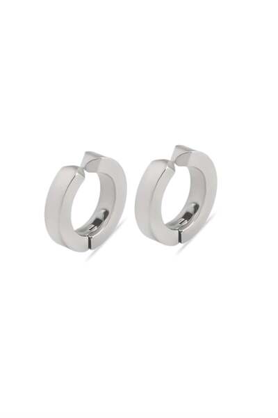 Lorivelle Steel Compression Earrings Suitable for Non-Pierced Ears Double Hoo...