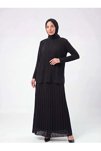 EFRAZE 26Y363 BLUZ ŞİFON DETAYLI PİLİSELİ SİYAH