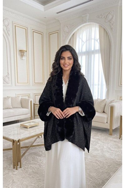 alqarat Aura Luxury Winter Furs-Trimmed Shawl